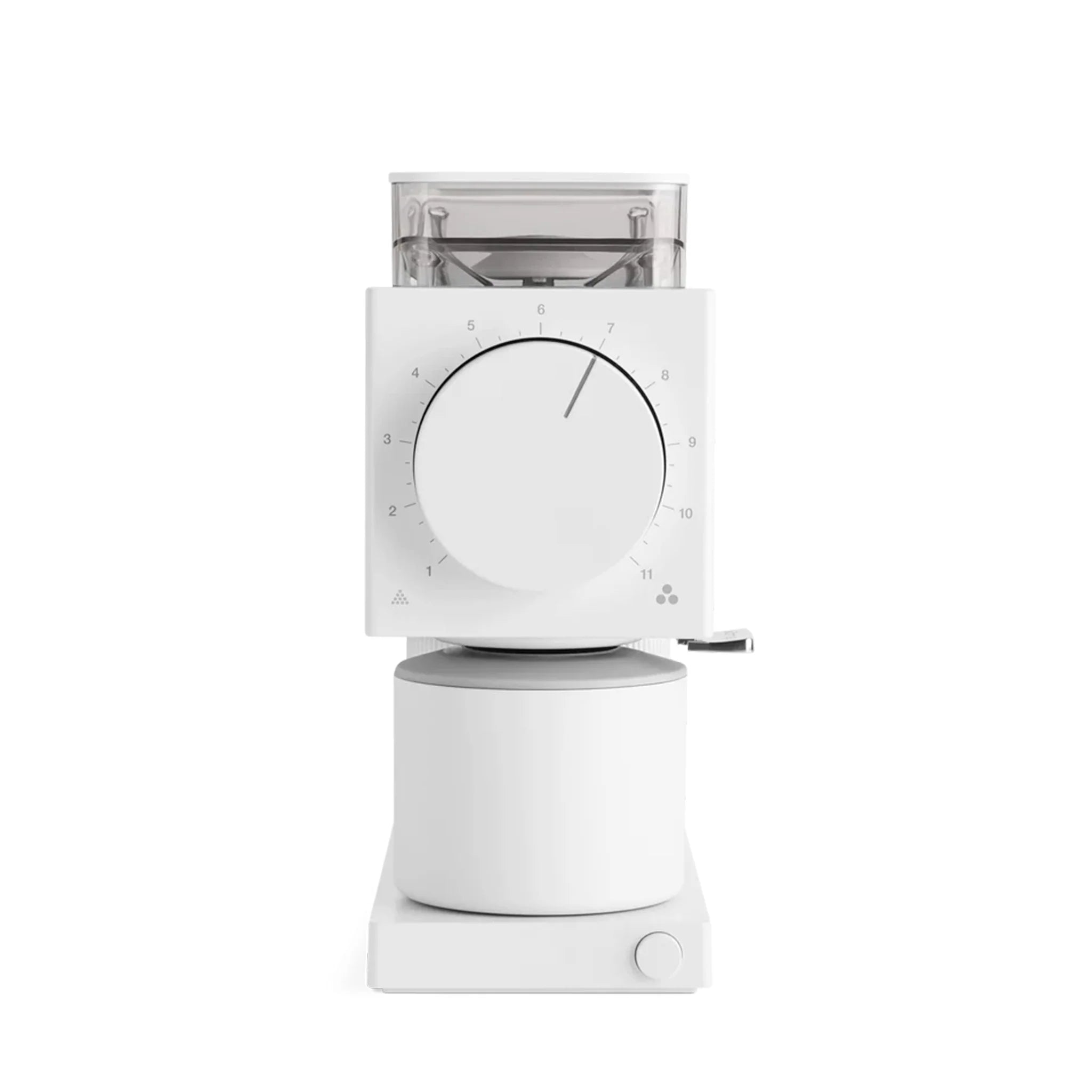 Moulin à café électrique blanc avec réglage de la mouture pour un brassage précis, partie d'EspressoGear, tout sur le café.