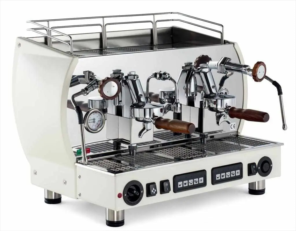 La Nuova Era Altea Vintage Machine à espresso commerciale-Commerciale-La Nuova Era-2 groupes-Blanc/bois-Barista et Espresso