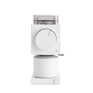 Moulin à café électrique blanc avec réglage de la mouture pour un brassage précis, partie d'EspressoGear, tout sur le café.