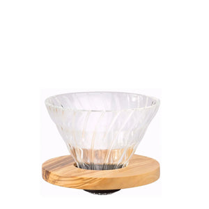 Filtre à café en verre V60 01 - Bois d'olivier HARIO