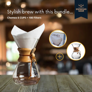 Chemex 6 TASSES + 100 filtres ESPRESSO GEAR