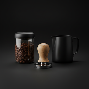 Kaffeillbehör med mattsvart mjölkkanna